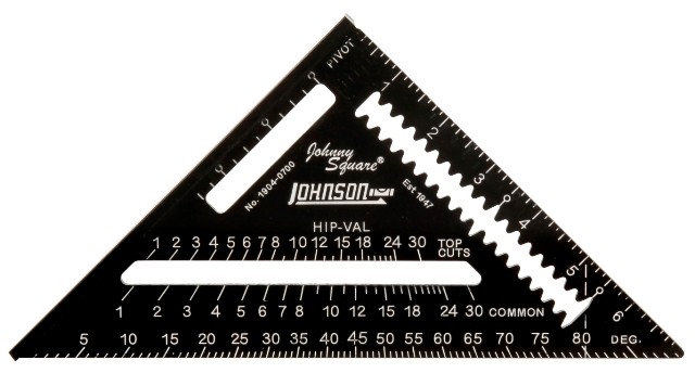 Johnson Level 1904-0700 7 in. Johnny Square Professional Easy-Read Aluminum Rafter Square With out Manual
