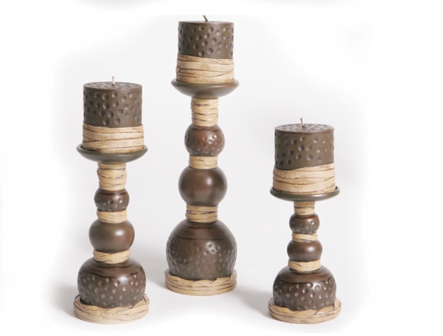 9704 Wicker Candle And Holder, 6 Piece