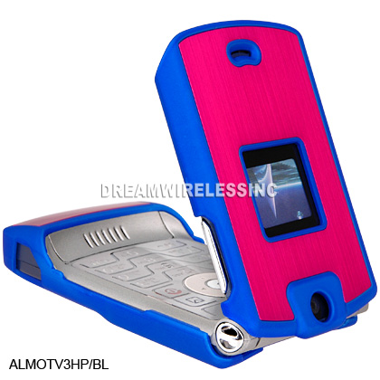 UPC 668888000163 product image for DreamWireless ALMOTV3BL-HP Motorola V3 Aluminum Case Blue Plus Hot Pink | upcitemdb.com