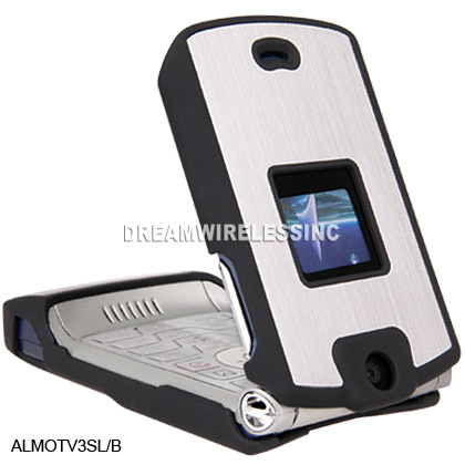 UPC 668888000156 product image for DreamWireless ALMOTV3BK-SL Motorola V3 Aluminum Case Black Plus Silver | upcitemdb.com