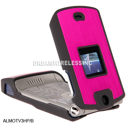 UPC 668888000149 product image for DreamWireless ALMOTV3BK-HP Motorola V3 Aluminum Case Black Plus Hot Pink | upcitemdb.com