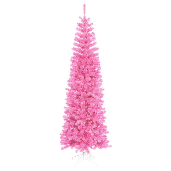 10 Ft. Pre-lit Hot Pink Artificial Pencil Tinsel Christmas Tree - Pink Lights