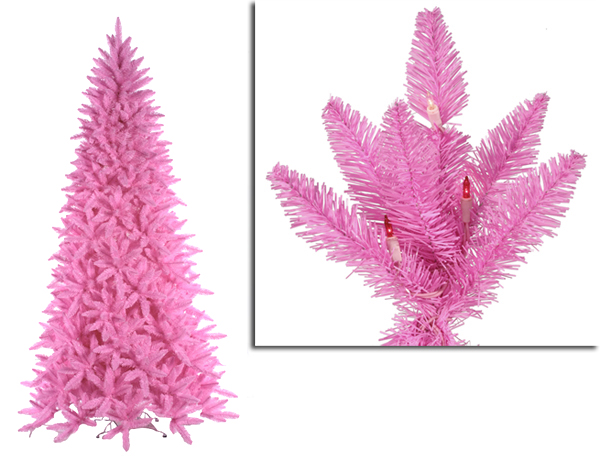 10 Ft. Pre-lit Slim Pink Ashley Spruce Christmas Tree - Clear & Pink Lights