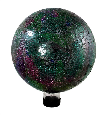 10 In. Green Pink And Purple Mosaic Glass Outdoor Patio Garden Gazing Ball