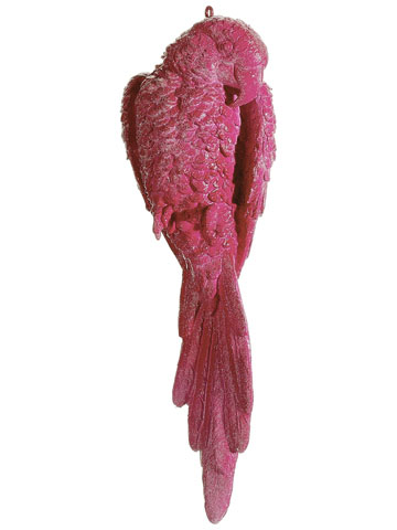 15 In. Tropical Paradise Glittered Pink Cockatoo Bird Figure With Closed Feathers