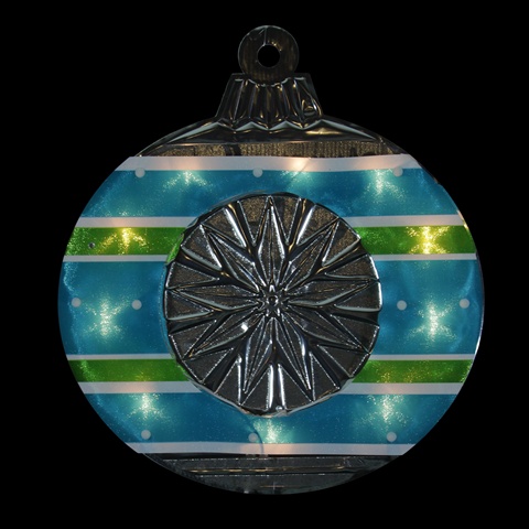 15.5 In. Lighted Shimmering Blue, Green, White & Silver Ornament Christmas Window Silhouette Decoration