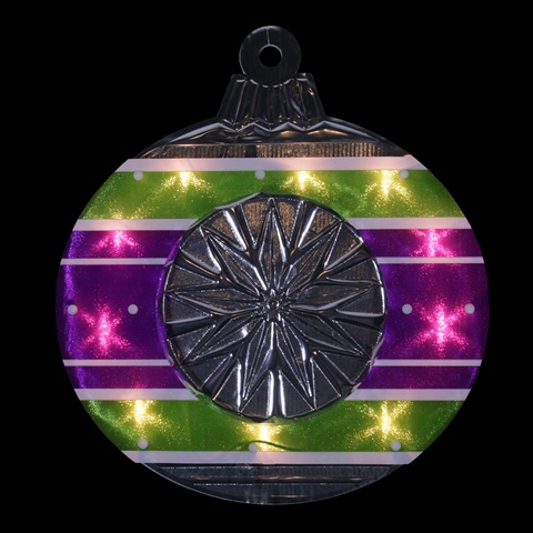 15.5 In. Lighted Shimmering Purple, Green, White & Silver Ornament Christmas Window Silhouette Decoration