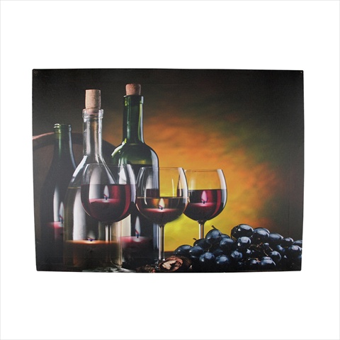 15.75 In. Battery Operated 6 Led Wine Barrel Candle Scene Canvas Wall Hanging