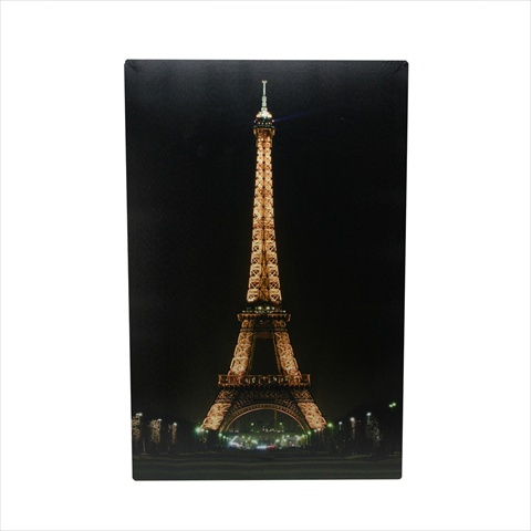 15.75 In. Battery Operated 9 Led Lighted Eiffel Tower Scene Canvas Wall Hanging