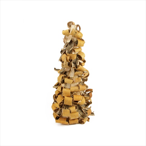16 In. Rustic Earth Tone Tree Bark Inspired Table Top Christmas Cone Tree