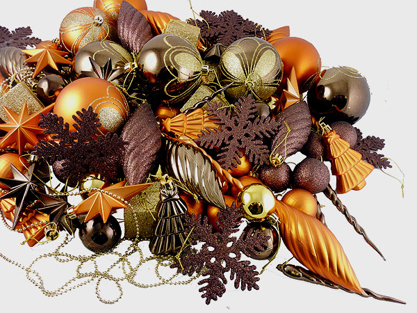 125 Piece Club Pack Shatterproof Chocolate Brown And Burnt Orange Christmas Ornaments