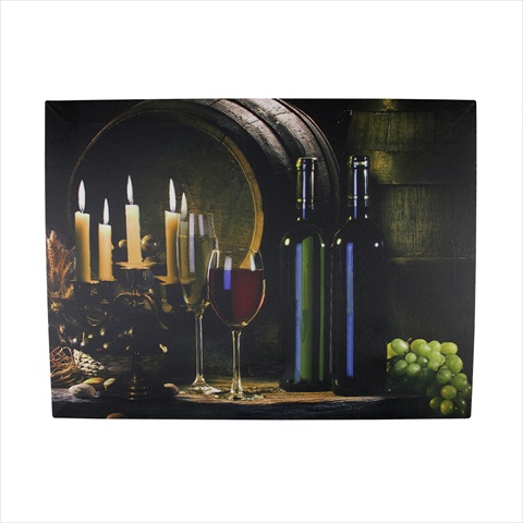 15.75 In. Battery Operated 5 Led Wine Country Candle Scene Canvas Wall Hanging