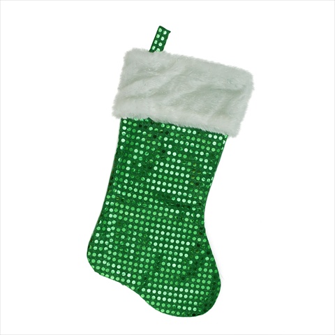 2 Assorted 18 In. Red And Green Sequin Stocking With Plush Cuff