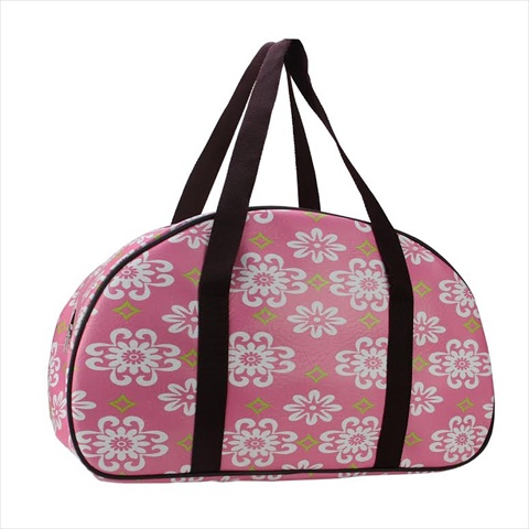 20.25 In. Decorative Pink Flower Design Travel Bag & Purse