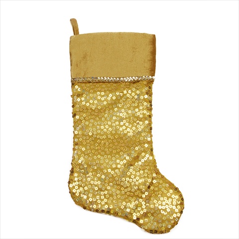 20.5 In. Gold Hologram Sequin Stocking With Velvet Cuff
