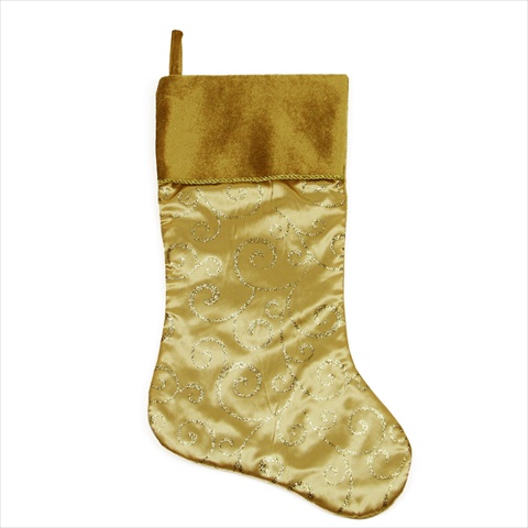 20.5 In. Gold Organza Glitter Stocking With Velvet Cuff