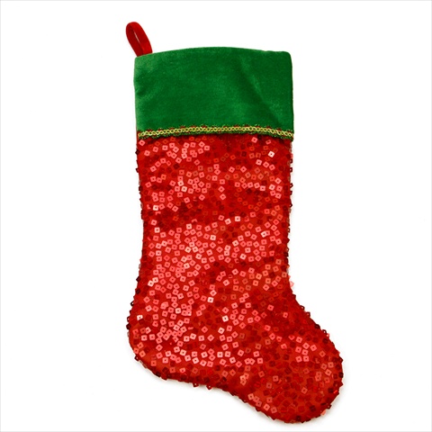 20.5 In. Red And Green Hologram Sequin Stocking With Velvet Cuff