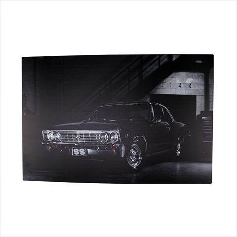 23.5 In. Battery Operated 2 Led Classic Car Scene Canvas Wall Hanging