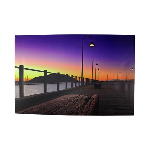 23.5 In. Battery Operated 5 Led Sunset Boardwalk Scene Canvas Wall Hanging
