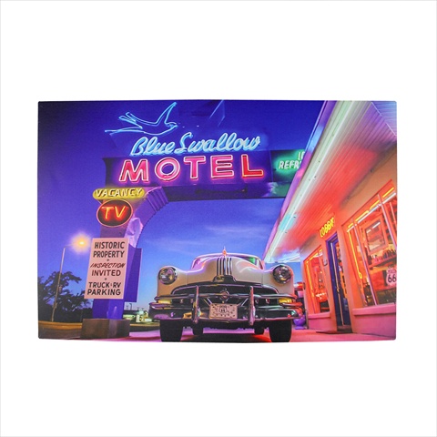 23.5 In. Battery Operated 6 Led Paradise Beach Neon Hotel Scene Canvas Wall Hanging