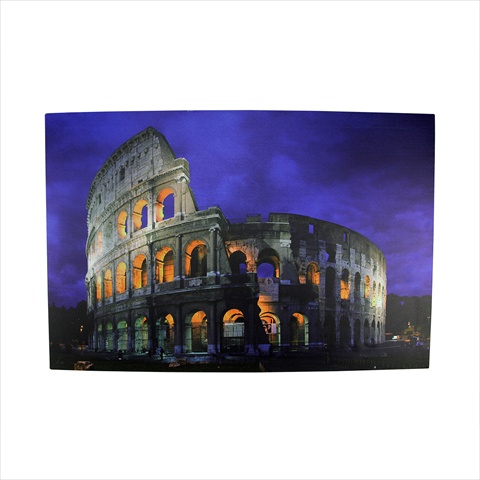 23.5 In. Battery Operated 6 Led Roman Colosseum Scene Canvas Wall Hanging
