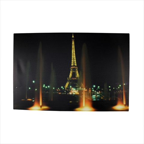 23.5 In. Battery Operated 8 Led Eiffel Tower At Night Scene Canvas Wall Hanging