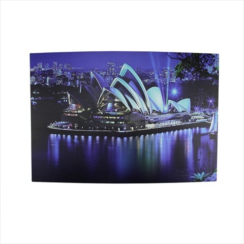 23.75 In. Battery Operated 8 Led Lighted Sydney Opera House Scene Canvas Wall Hanging