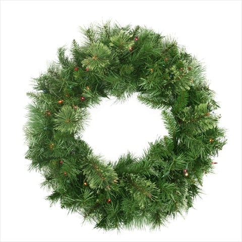 24 In. Classic Cashmere Wreath, 120 Tips, 50 Multi Lights