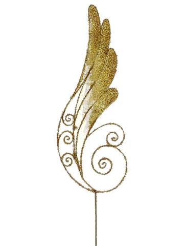 24 In. Gold Iridescent Glittered Angel Wing Craft Pick