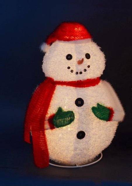 24 In. Lighted 3-d Jolly Winter Snowman Collapsible Outdoor Christmas Yard Art Decoration