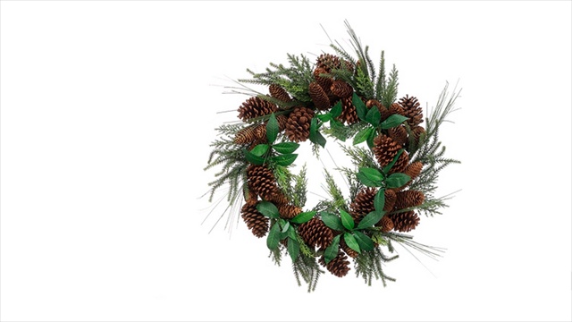 24 In. Mixed Pine Artificial Christmas Wreath With Pine Cones - Unlit
