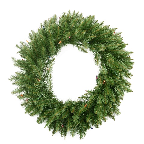 24 In. Northen Pine Wreath - 220 Tips, 50 Multi Lights