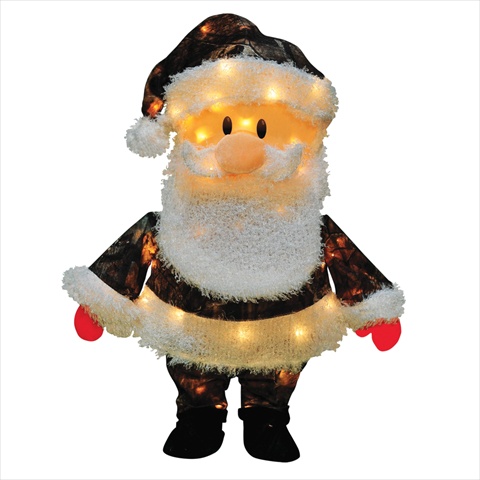 24 In. Pre-lit Candy Lane Santa Claus In Camo Christmas Yard Art Decoration - Clear Lights