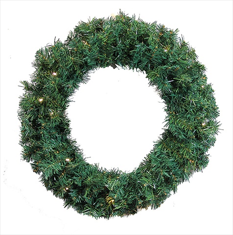 24 In. Pre-lit Green Cedar Pine Artificial Christmas Wreath - Warm White Led Lights