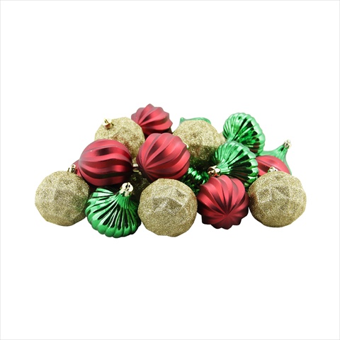 2.5 In. Red, Green And Gold 3-finish Shatterproof Christmas Ornaments, 26 Count