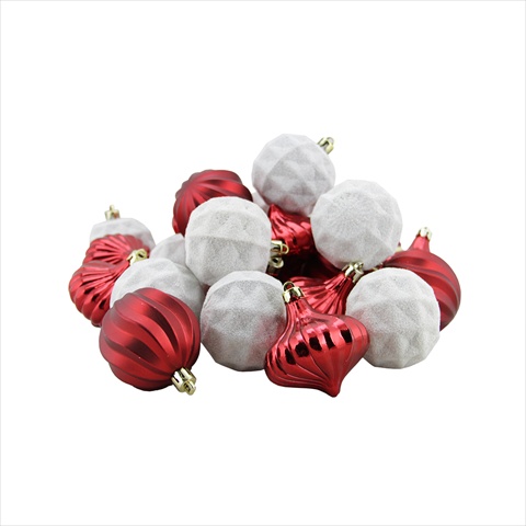 2.5 In. Red And White 3-finish Shatterproof Christmas Ornaments, 26 Count