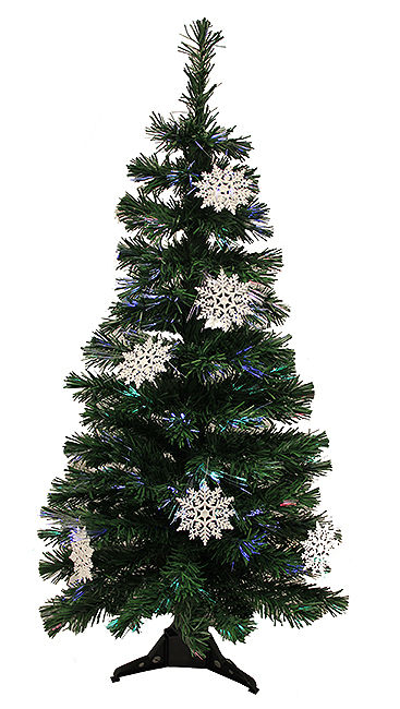 3 ft. Pre - Lit Fiber Optic Artificial Christmas Tree With White Snowflakes - Multi