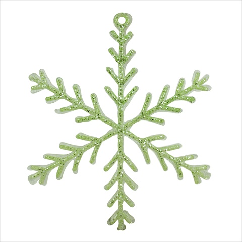 10.5 In. Pastel Dreams Soft Green Glittered Snowflake Christmas Ornament