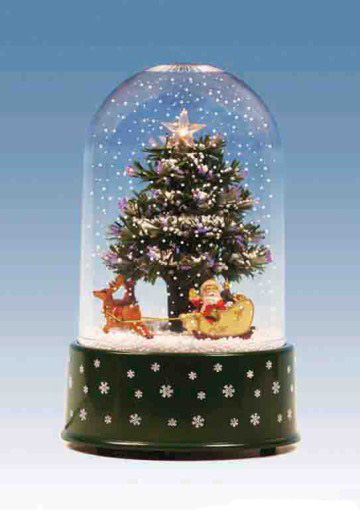 11.75 In. Pre-lit Musical And Animated Christmas Tree Snow Globe Glitter Dome
