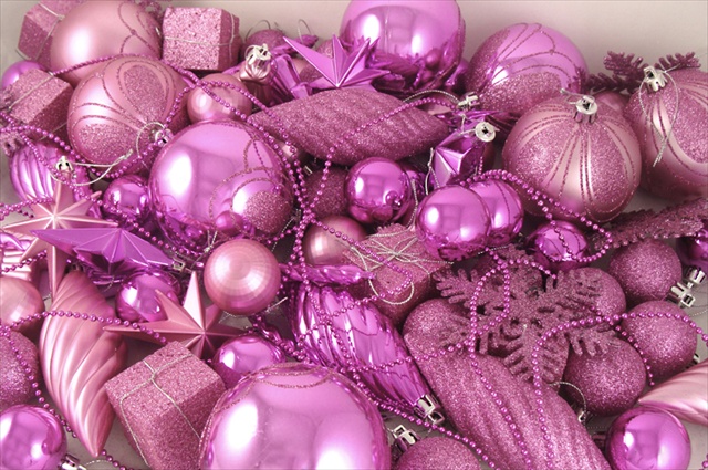 125-piece Club Pack Shatterproof Bubblegum Pink Christmas Ornaments