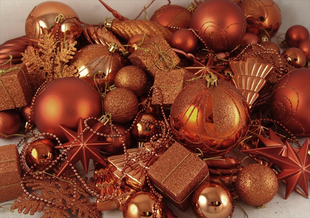 125-piece Club Pack Shatterproof Burnt Orange Christmas Ornaments