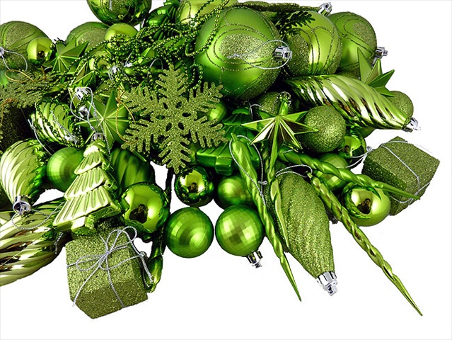 125-piece Club Pack Shatterproof Tropical Green Kiwi Christmas Ornaments