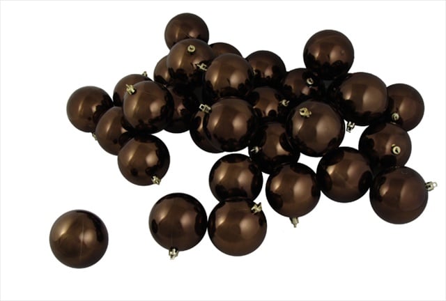 12-pieces Shiny Chocolate Brown Shatterproof Christmas Ball Ornaments 4 In.