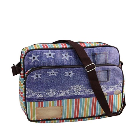 14.75 In. Decorative Stripes And Jean Design Bag & Purse With Strap