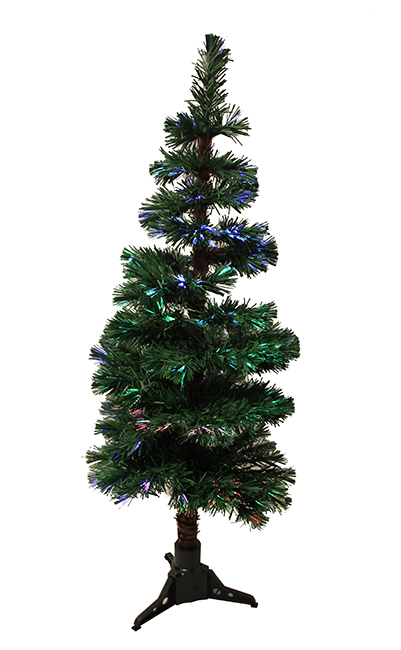 4 ft. Pre-Lit Fiber Optic Artificial Spiral Pine Christmas Tree - Multi Lights