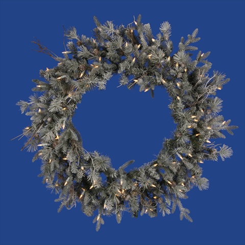 36 In. Pre-lit Frosted Wistler Fir Artificial Christmas Wreath - Clear Dura Lights