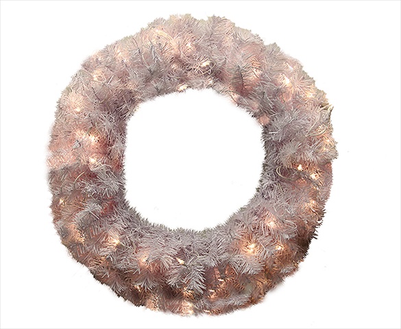 36 In. Pre-lit White Cedar Pine Artificial Christmas Wreath - Clear Lights