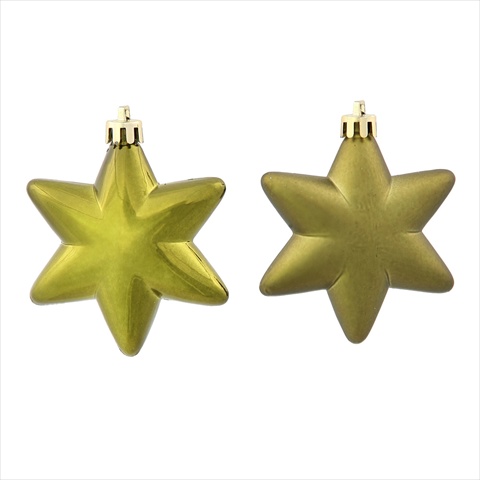 1.5 To 2 In. Matte & Shiny Olive Green Star Shatterproof Christmas Ornaments - 36 Count