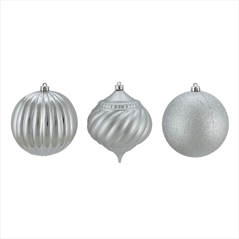 4.75 In. Silver 3-finish Shatterproof Onion And Ball Christmas Ornaments - 3 Count