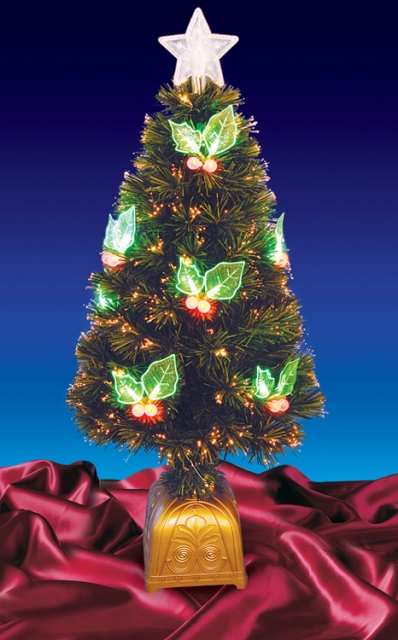 4 ft. Pre-Lit LED Color Changing Fiber Optic Christmas Tree With Holly Berries